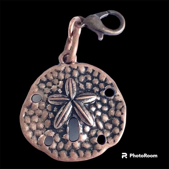Sand Dollar Bracelet Charm Clip On Purse Tag Zipper Pull Copper Plated Sea Life - Picture 2 of 8
